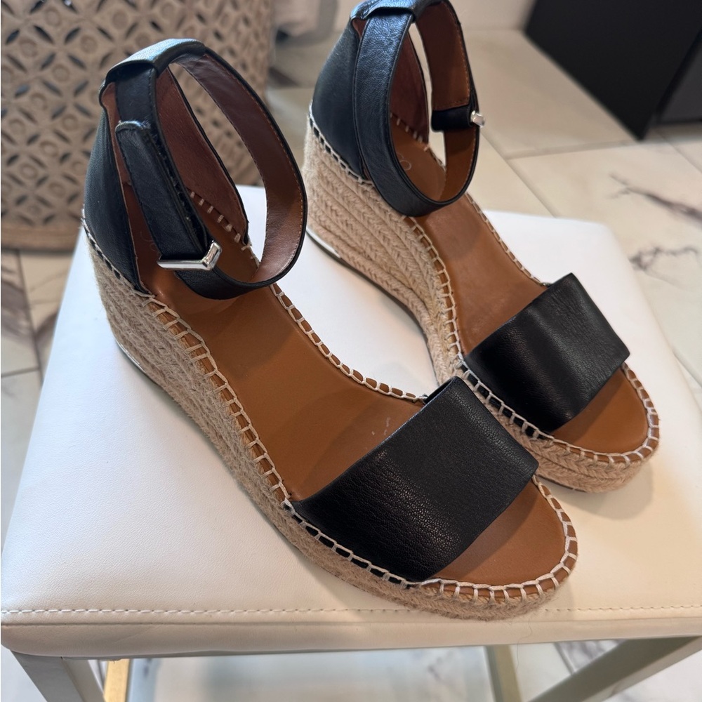 Franco Sarto Black Espadrille Wedges
